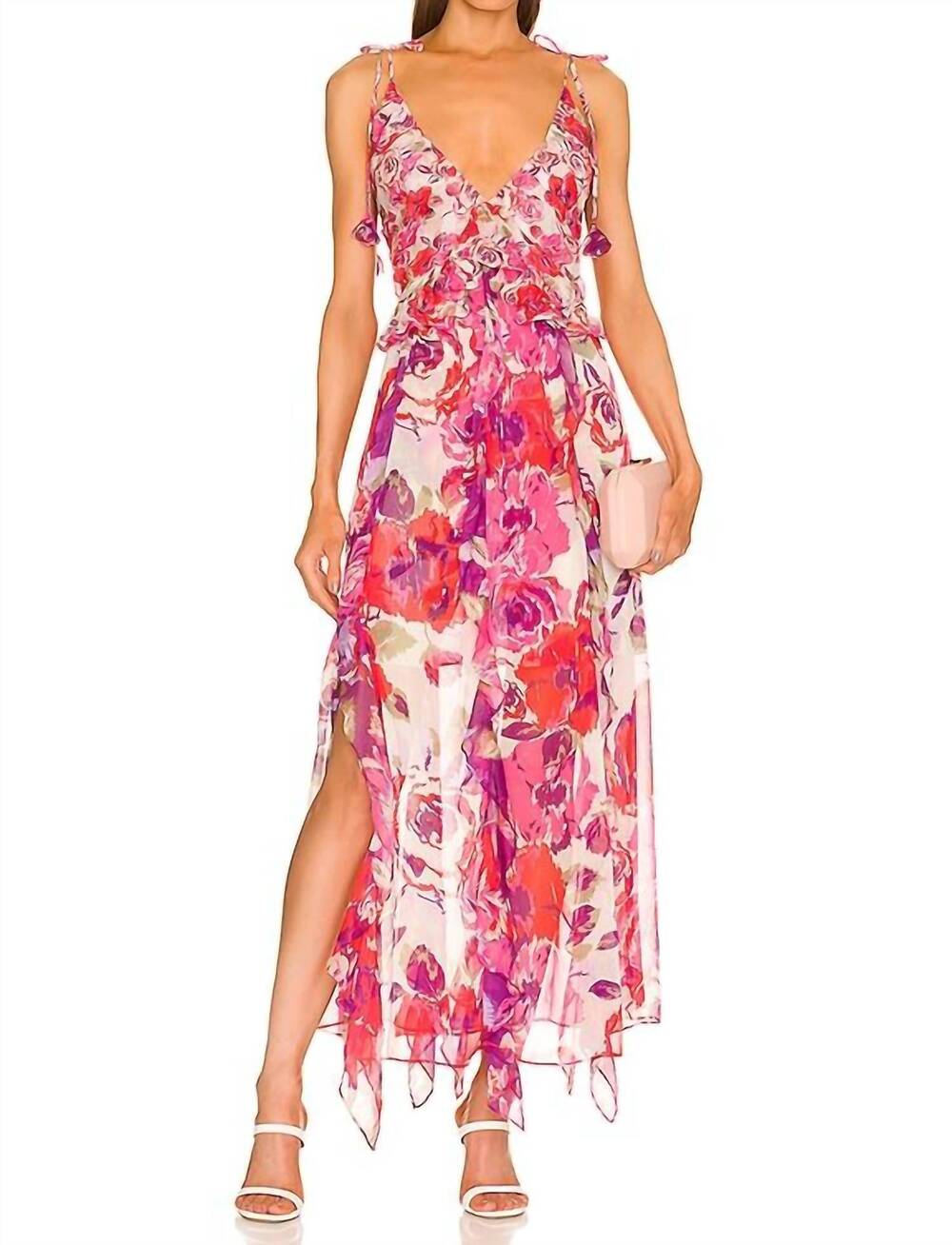 NEW MISA LOS ANGELES diana dress in white coming up roses
